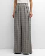 Image 2 of 6: Dries Van Noten Pamplona Check Pleated Wide-Leg Pants
