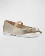Image 2 of 4: Geox Girl's Plie Metallic Bow Ballerina Flats, Toddler/Kids