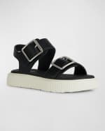 Image 2 of 4: Geox Girl's Kodette Leather Dual Buckle Sandals, Toddler/Kids