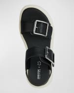 Image 4 of 4: Geox Girl's Kodette Leather Dual Buckle Sandals, Toddler/Kids