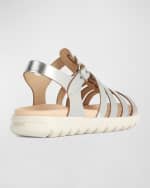 Image 3 of 4: Geox Girl's Soleimagi Metallic Fisherman Sandals, Toddler/Kids