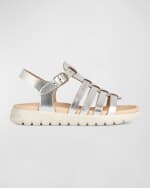 Image 1 of 4: Geox Girl's Soleimagi Metallic Fisherman Sandals, Toddler/Kids
