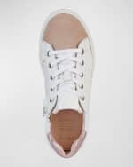 Image 4 of 4: Geox Girl's Nashik Mixed Leather Sneakers, Toddler/Kids