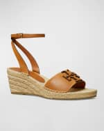 Image 3 of 4: Tory Burch Ines Leather Double T Espadrilles