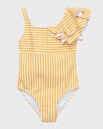 Image 1 of 3: Habitual Girl's Rumba Glow Striped One-Piece Swimsuit, Size 2-6
