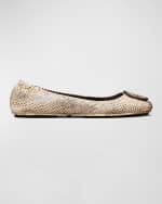 Image 1 of 4: Tory Burch Minnie Embossed Travel Ballerina Flats