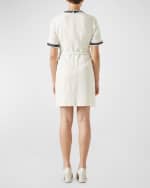 Image 3 of 4: LK Bennett Charlie Belted Button-Down Tweed Midi Dress
