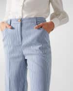 Image 6 of 6: LK Bennett Gene Striped High-Rise Wide-Leg Trousers
