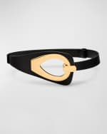 Image 1 of 2: TOM FORD Cut-Out Leather & Brass Belt