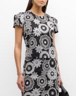 Image 2 of 7: Milly Floral-Embroidered Crewneck Tee