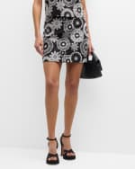 Image 2 of 6: Milly Floral-Embroidered Straight Mini Skirt