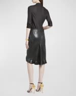 Image 3 of 6: TOM FORD Quanteria Leather Ruffle Godet Asymmetric Skirt