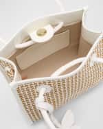 Image 5 of 6: Sophia Webster Mini North-South Raffia Tote Bag