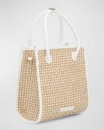 Image 4 of 6: Sophia Webster Mini North-South Raffia Tote Bag