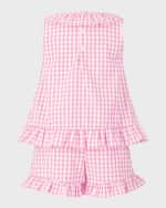 Image 2 of 2: Rachel Riley Girl's Gingham Frill Top & Shorts Set, Size 2-10