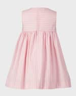 Image 2 of 2: Rachel Riley Girl's Bow Stripe Sleeveless Cotton Dress, Size 2-10
