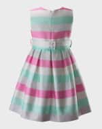 Image 2 of 2: Rachel Riley Girl's Sparkle Striped Party Dress, Size 2-14