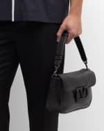 Image 3 of 6: Valentino Garavani Men's All Time Noir Leather Shoulder Bag