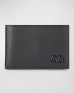 Image 1 of 3: Valentino Garavani Men's Mini VLogo Leather Bifold Wallet