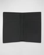 Image 3 of 3: Valentino Garavani Men's Mini VLogo Ostrich-Effect Bifold Card Holder