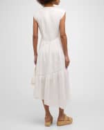 Image 4 of 6: FRAME Gathered Seam Lace Inset Midi Dress