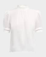 Image 1 of 6: FRAME Short-Sleeve Lace Inset Top