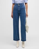 Image 2 of 6: FRAME 70s Cuffed Crop Straight Jeans