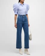 Image 5 of 6: FRAME 70s Cuffed Crop Straight Jeans