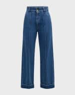 Image 1 of 6: FRAME 70s Cuffed Crop Straight Jeans