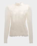 Image 1 of 6: FRAME Lace Mock-Neck Blouse