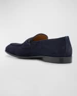 Image 3 of 6: Ferragamo Men's Desio Gancio Suede Penny Loafers