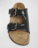 Image 4 of 6: Valentino Garavani Men's Fussfriend Calfskin Leather Slide Sandals