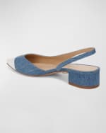 Image 2 of 5: Veronica Beard Cecile Denim Leather Slingback Ballerina Pumps