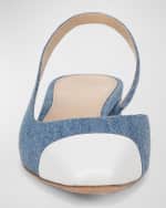 Image 3 of 5: Veronica Beard Cecile Denim Leather Slingback Ballerina Pumps