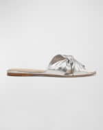 Image 1 of 5: Veronica Beard Seraphina Twisted Metallic Slide Sandals