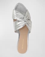 Image 5 of 5: Veronica Beard Seraphina Twisted Metallic Slide Sandals