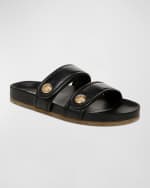 Image 3 of 4: Veronica Beard Percey Leather Dual Band Slide Sandals