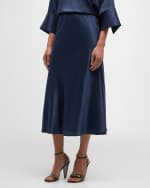 Image 2 of 6: Dea Kudibal Ady Bias-Cut Silk Twill Midi Skirt