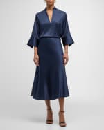 Image 5 of 6: Dea Kudibal Ady Bias-Cut Silk Twill Midi Skirt