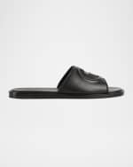 Image 1 of 5: Gucci Men's Leather Interlocking G Slide Sandals