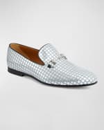 Image 4 of 5: Gucci Men's Jordaan Denim and Sequin Bit Loafers