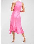 Image 3 of 4: Cinq a Sept Cates Ruffled Silk Rosette Sleeveless Midi Dress