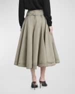 Image 4 of 6: Ferragamo Drop-Waist Acid Wash Denim Midi Skirt