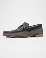 Image 3 of 5: Donald Pliner Men's Dacio Woven Leather Bit Loafers