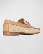 Image 4 of 5: Donald Pliner Men's Dacio Raffia Bit Loafers