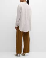 Image 3 of 6: Eileen Fisher Crinkled Striped Organic Linen Shirt