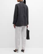 Image 4 of 6: Eileen Fisher Stand-Collar Organic Linen Jacket