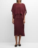 Image 5 of 6: Eileen Fisher Bateau-Neck Sheer Silk Georgette Top