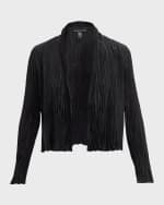 Image 1 of 6: Eileen Fisher Petite Pleated Open-Front Silk Jacket