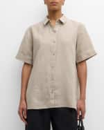 Image 2 of 6: Eileen Fisher Side-Slit Organic Linen Shirt